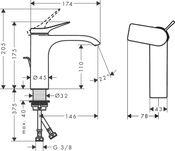 Hansgrohe Vivenis Einhebel-Waschtischmischer 110 CoolStart mit Zugstangen-Ablaufgarnitur, weiß matt