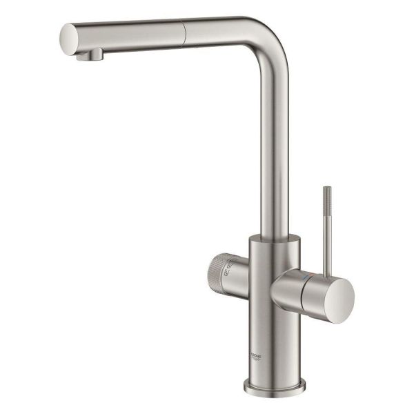 Grohe Blue 2.0 5-in-1-Armatur, L-Auslauf, ausziehbar, supersteel