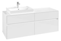 Villeroy&Boch Collaro Waschtischunterschrank passend zu Aufsatzwaschtisch 4A336G, 4 Auszüge, 140cm, glossy white C08500DH