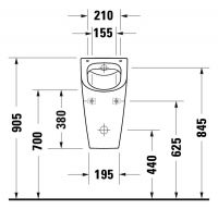 Vorschau: Duravit ME by Starck Urinal, rimless für Deckel, Zulauf hinten