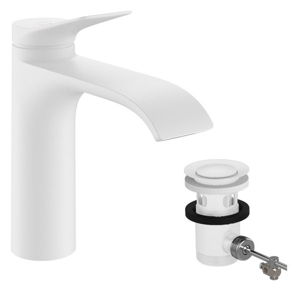 Hansgrohe Vivenis Waschtischmischer 110 CoolStart mit Zugstangen-Ablaufgarnitur, weiss 75023700