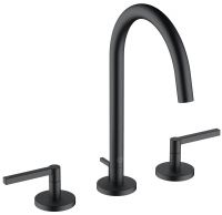 Kludi Nova Fonte Puristic 3-Loch Waschtischarmatur mit Ablaufgarnitur, mattschwarz 201433915