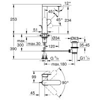 Vorschau: Grohe Plus Einhand-Waschtischbatterie, L-Size, Zugstangen-Ablaufgarnitur, chrom