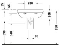 Vorschau: Duravit Starck 3 Waschtisch 65x48,5cm, mit Überlauf, ohne Wondergliss, weiß 0300650000