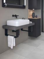 Duravit Qatego Natursteinkonsole aus Lavica Stein mit Aufsatzbecken und Konsolenträger, 100x45cm, weiß D4800600