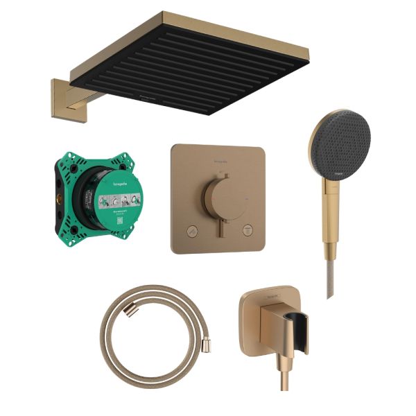 hansgrohe Ecostat Comfort Q / Pulsify E Duschsystem Unterputz, brushed bronze