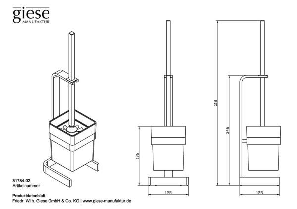 Giese Solid Toilettenbürstengarnitur Standmodell, chrom