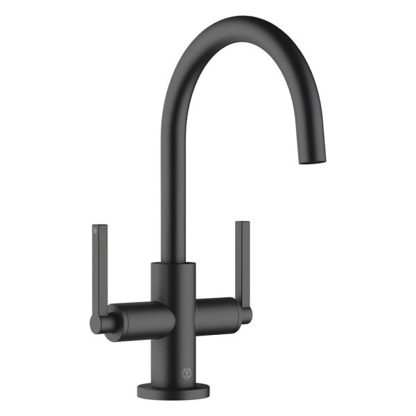 Kludi Nova Fonte Puristic Waschtischarmatur mit Ablaufgarnitur, mattschwarz 201183915