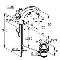Vorschau: Kludi 1926 Waschtischarmatur mit Ablaufgarnitur, Ausladung 140mm, chrom