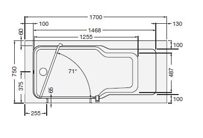 Artweger Twinline Pure Duschbadewanne mit Wannentür 170x75cm, weiß