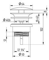 Vorschau: Avenarius Universal Design-Schaftventil rund DN32 Ø 63mm ohne Verschluß, chrom