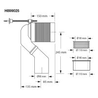 Vorschau: Laufen Ablaufset bei Abgang senkrecht Spezialablaufbg. Wandabstand 220-350mm 89902.5