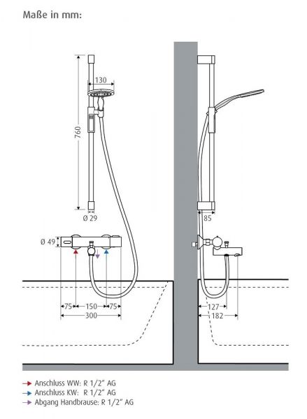 WimTec ECOSAN Handbrause-Set, chrom