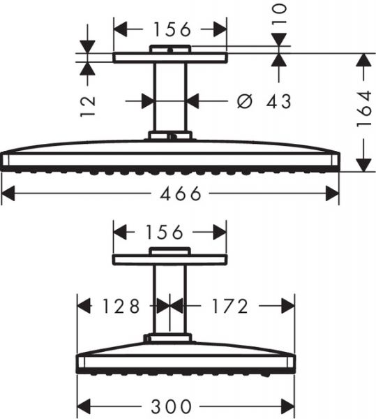 Axor ShowerSolutions Kopfbrause 460/300 2jet mit Deckenanschluss