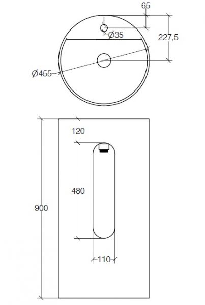 lineabeta MOMON Waschtisch Ø45,5cm bodenstehend, mit Hahnloch, weiß mattstone