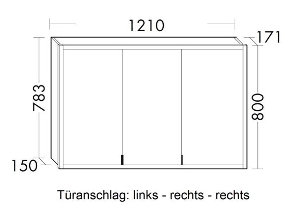 Burgbad rl20 Spiegelschrank 121x80cm mit Lichtrahmen, Wandeinbau, Türanschlag links SPVL120LF6947