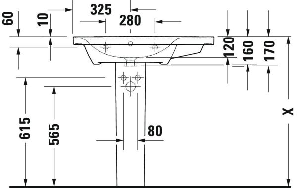 Duravit D-Neo Waschtisch rechteckig 80x48cm, mit Überlauf, ohne Wondergliss, weiß 2369800000