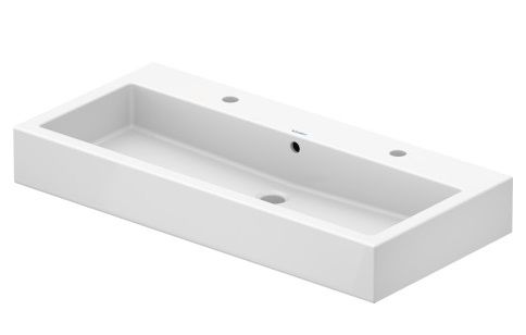 Duravit Vero Waschtisch 100x47cm, 2 Hahnlöcher, mit Überlauf, geschliffen, weiß 0454100026