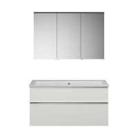 Vorschau: Burgbad Eqio Slim Badmöbel-Set LED-Spiegelschrank, Waschtisch mit 2 Hahnlöcher & Unterschrank 122cm SHCQ122
