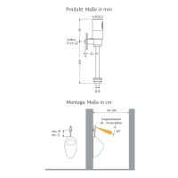 Vorschau: WimTec ECOSAN U6 HyPlus berührungslose Aufputz-Einzelurinalsteuerung 9V Batteriebetrieb, chrom