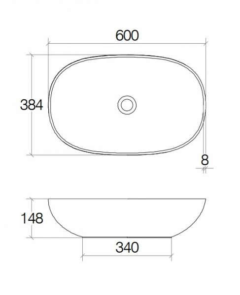 lineabeta ACQUAIO Aufsatzwaschtisch, oval, 60x38,4cm