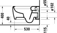 Vorschau: Duravit Qatego Wand-WC 57cm, Tiefspüler, spülrandlos, Abgang waagerecht, weiß
