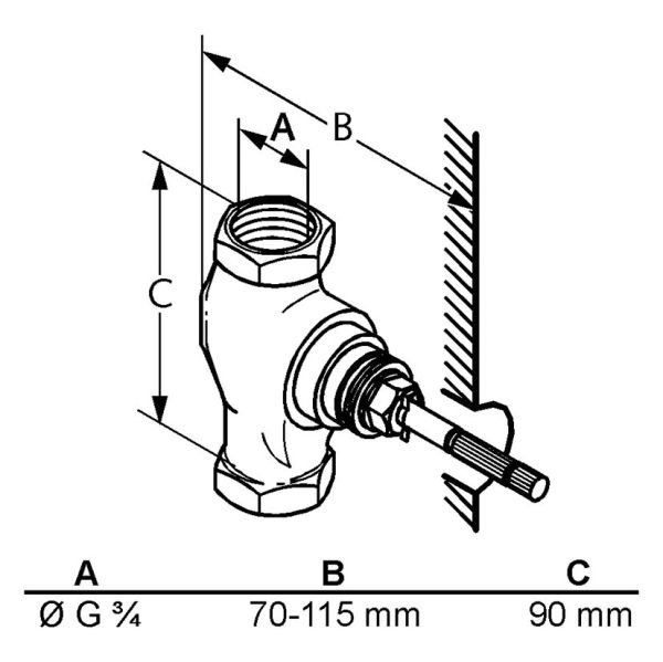 Kludi Unterputzventil Rohbau-Set G 3/4, Einbautiefe 70–115 mm
