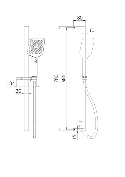 Steinberg Serie 342 Brausegarnitur mit Brausestange 70cm, Handbrause, Brauseschlauch