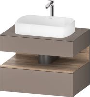 Duravit Qatego Unterschrank für Aufsatzbecken 80x55cm in basalt matt, mit offenem Fach in eiche marmoriert QA4730