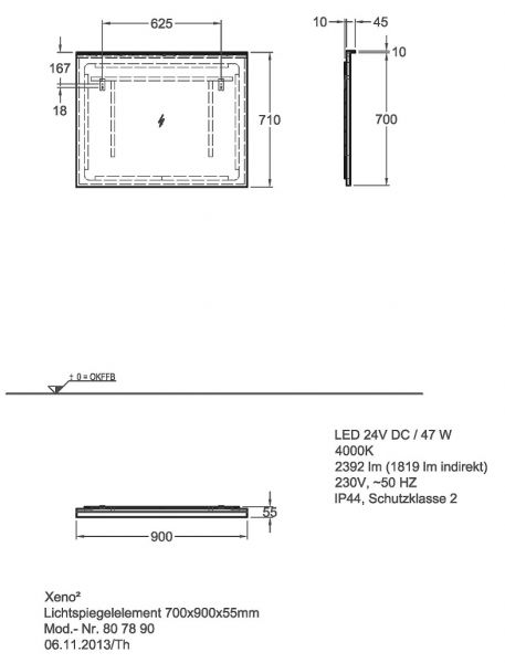 Geberit Xeno² Lichtspiegelelement 90x71cm