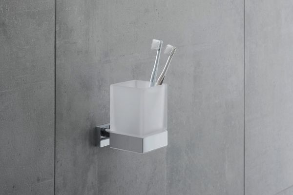 Duravit Karree Zahnputzbecher wandhängend, chrom