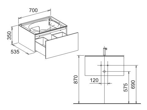 Keuco Edition 11 Waschtischunterbau 70cm mit 1 Frontauszug inkl. Beleuchtung