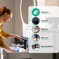 Vorschau: hansgrohe Zesis S Waschtischarmatur 100 CoolStart, Zugstangen-Ablaufgarnitur, schwarz matt