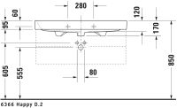 Vorschau: Duravit Happy D.2 Waschtisch 100x50,5cm, mit Überlauf, ohne Wondergliss, weiß 2318100027