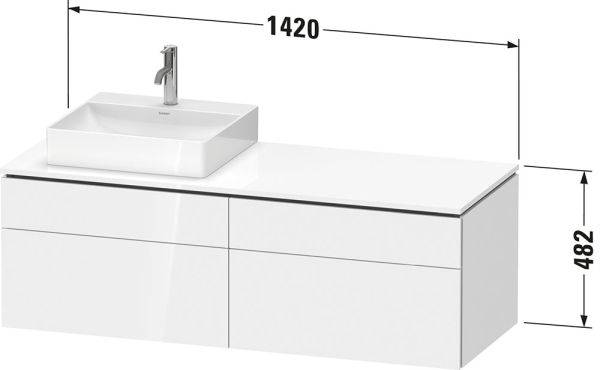 Duravit L-Cube Waschtischunterschrank 142x55cm mit 4 Schubladen für Aufsatzbecken links oder rechts