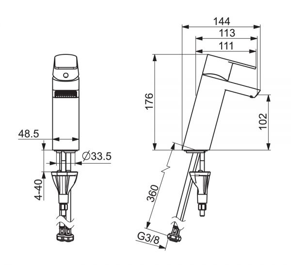 Hansa Hansastela Waschtisch-Einhand-Einlochbatterie, diamantstrukturierter Wasserfluss, chrom