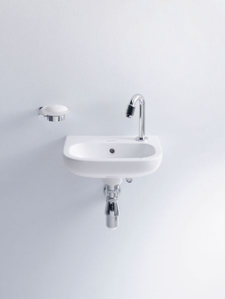 Duravit D-Code Handwaschbecken rechteckig 36x27cm, mit 1 Hahnloch rechts, mit Überlauf, weiß 0705360008