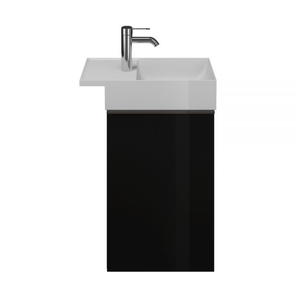 Burgbad Yumo Gästebad Mineralguss-Handwaschbecken 50,5x26,5cm mit Waschtischunterschrank und 1 Tür