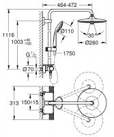 Vorschau: Grohe Vitalio Joy System 260 Duschsystem mit Thermostatbatterie und Ablage, chrom