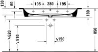 Vorschau: Duravit ME by Starck Waschtisch rechteckig 123x49cm, mit 1 Hahnloch, mit Überlauf, weiß 2361120000