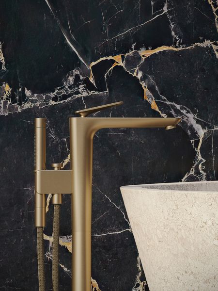 Axor Citterio C Cubic Cut Einhebel-Wannenarmatur, bodenstehend, brushed bronze 49441140