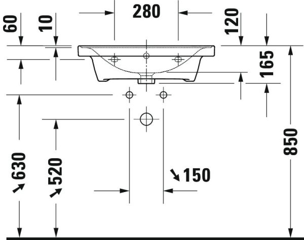 Duravit D-Neo Waschtisch rechteckig 60x48cm, mit Überlauf, mit Wondergliss, weiß 23676000601