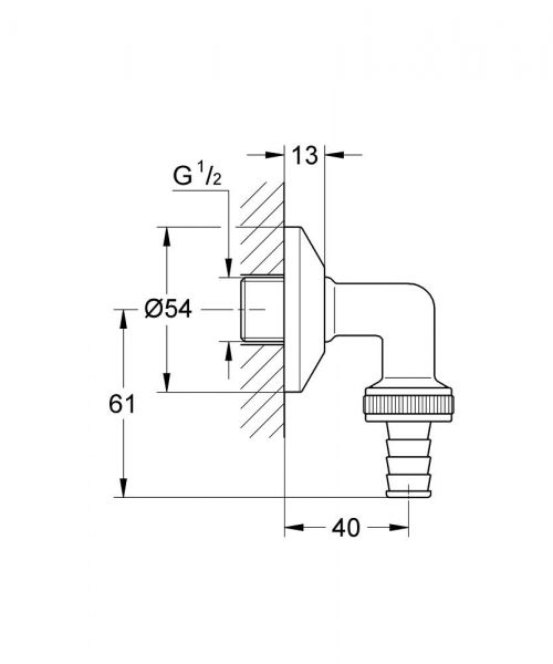 Grohe Eggemann Original WAS® Schlauchanschlussbogen DN 15 für Unterputzmontage, chrom