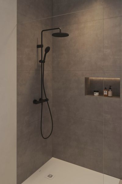Duravit Shower System/Duschsystem MinusFlow mit Brausethermostat, schwarz matt