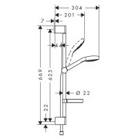 Vorschau: hansgrohe Croma Select S Brauseset 110 Vario 3jet, Brausestange 65cm, Seifenschale, weiß/chrom