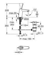 Vorschau: Grohe Eurodisc Joy Einhand-Waschtischbatterie mit Ablaufgarnitur, S-Size, chrom