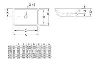 Vorschau: Villeroy&Boch Loop&Friends Unterbauwaschtisch oval 61,5x38cm, weiß 61632001 technische Zeichnung