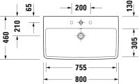 Vorschau: Duravit Duravit No.1 Waschtisch rechteckig 80x46cm, mit Hahnloch, mit Überlauf, weiß 23758000002