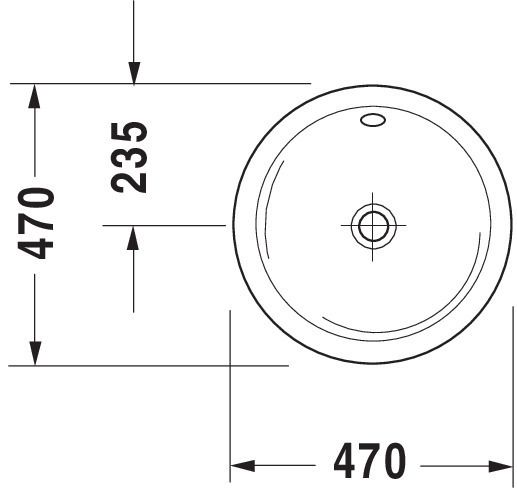 Duravit Architec Einbauwaschtisch rund Ø47cm, mit Überlauf, ohne Hahnloch, weiß