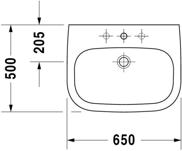 Duravit D-Code Waschtisch rechteckig 65x5cm, mit Überlauf, ohne Wondergliss, weiß 2310650000
